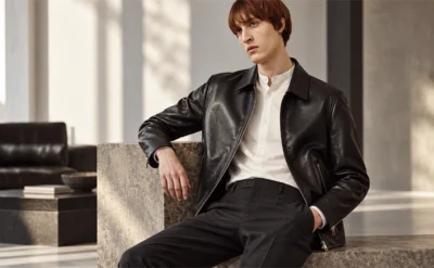 Man wearing a black leather jacket for the complete leather jacket guide